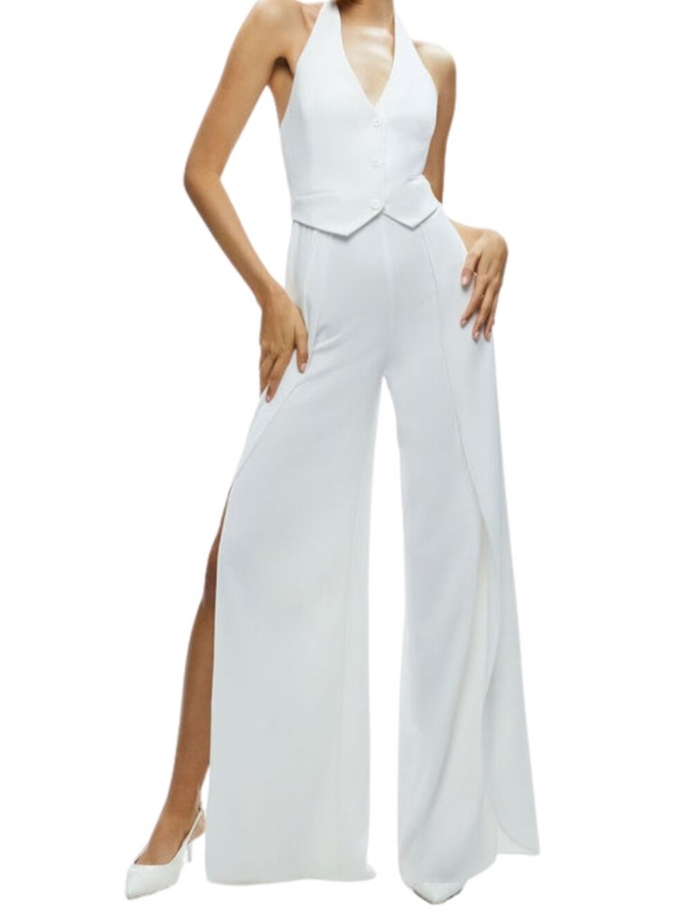 NWT Alice + Olivia  Robin Halterneck Vest Jumpsuit, Size 8